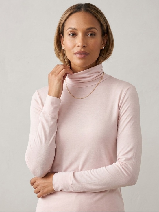 Winter Silks Tops - Winter Silks Women's Turtleneck Top Long Sleeves Pullover Light Pink Medium